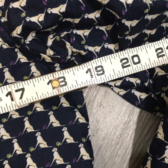 Talbots Dog & Ball Print 100% Cotton Navy Blue Long Sleeve Button Shirt size 8P - Picture 10 of 13